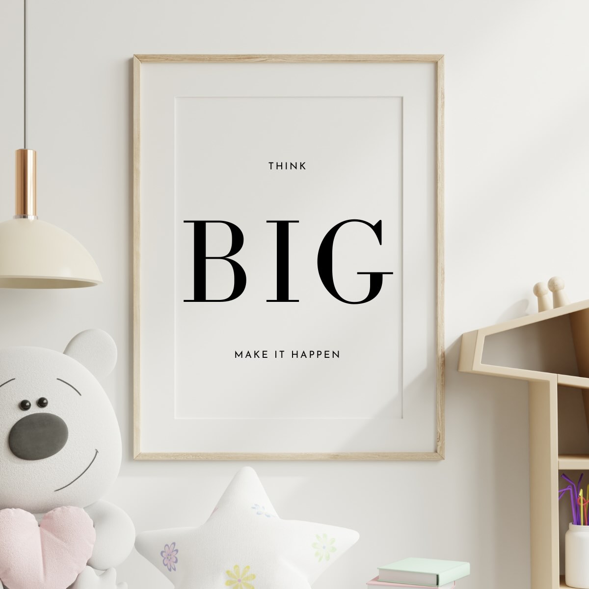 Empowering Wall Art, Think BIG Make It Happen Digital Download for Inspirational Home Decor