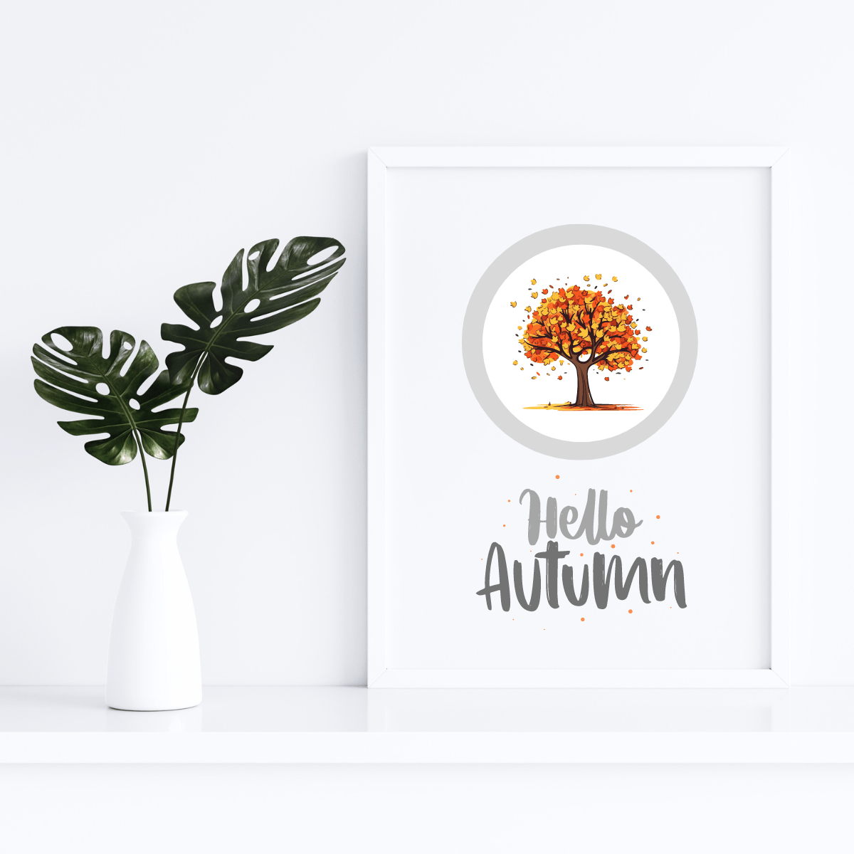 Hello Autumn Digital Downloadable Tree Art to Welcome the Fall Season with Tranquility