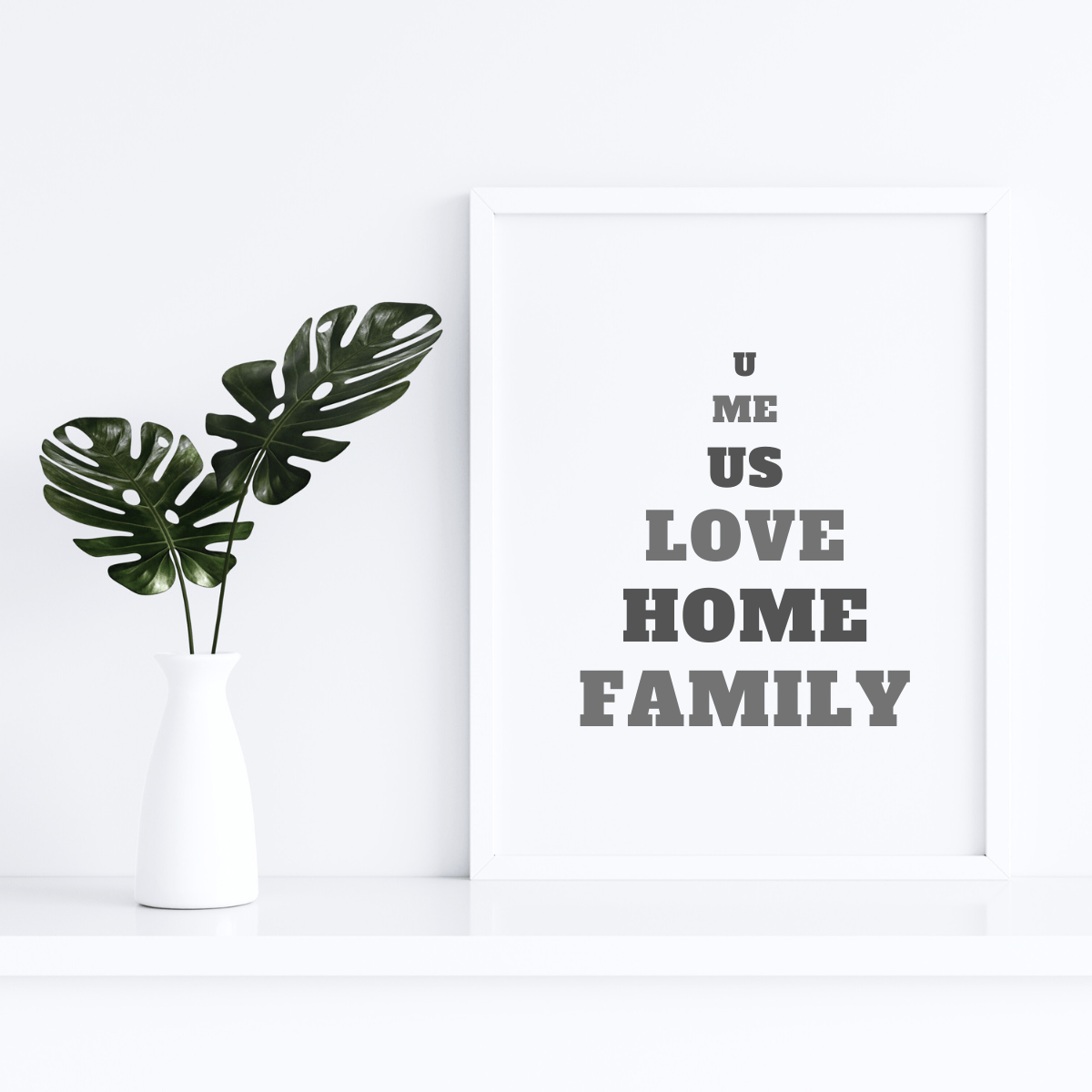 Beautiful Wall Artwork U Me Us Love Family, Simple Black and White Words