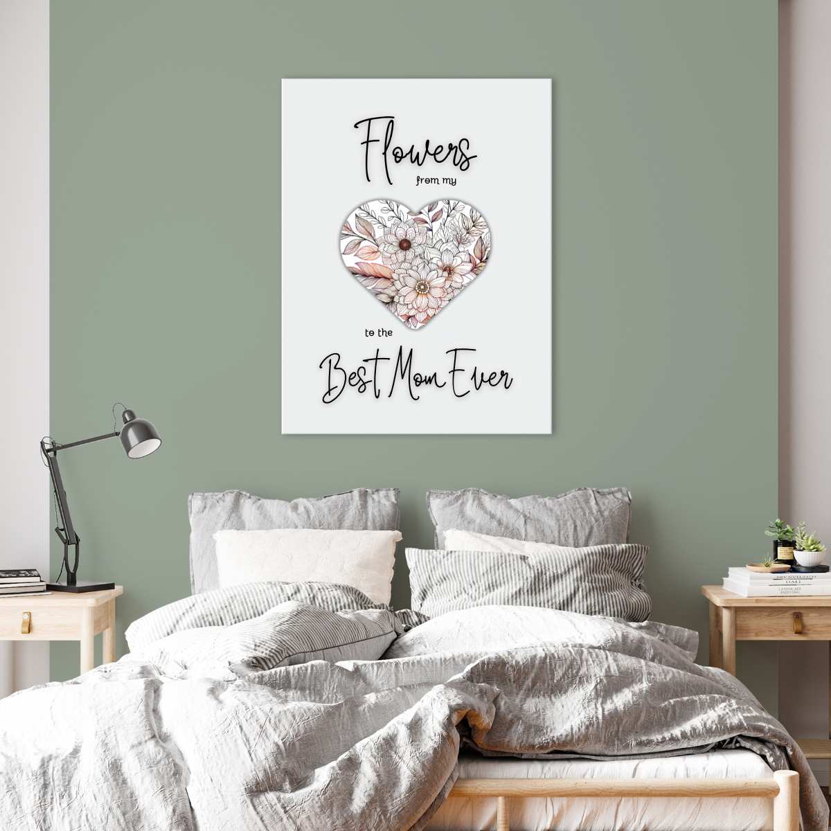 Best Mom Ever Wall Art - Elegant Floral Heart Printable