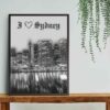 Skyline of Sydney Australia Black and White Wall Art