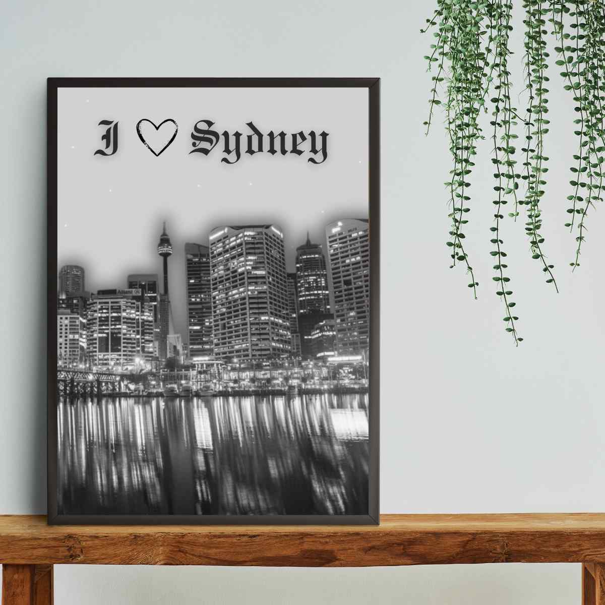 Stunning Skyline of Sydney Australia Black and White Wall Art